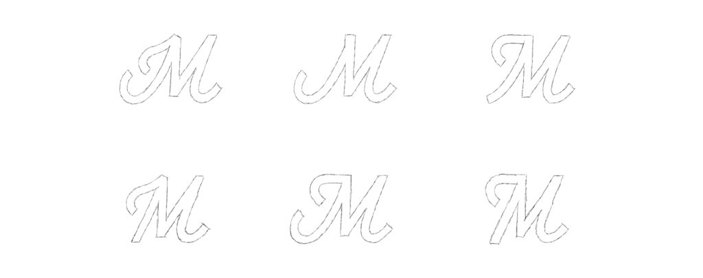 Set of M icons to determine the right M for both in wordmark use and stand-alone use. 